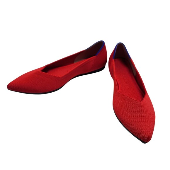 Rothys Bright Red Pointed Toe Womens Flats Size 5.5 - Picture 9 of 13